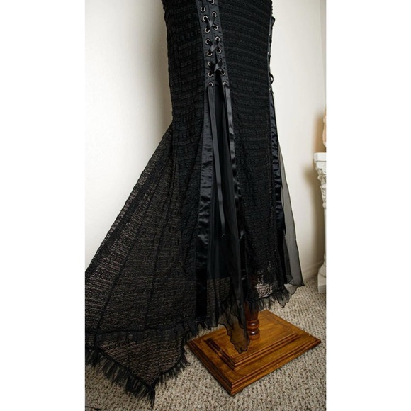 Vintage Lip Service Lace up Corset Gothic Romantic Gown Rave Wedding Dress L - Picture 3 of 7